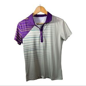 H5G HIGH 5 GOLF Women’s Ombre Stripe Golf Polo Shirt Purple/Gray Extra Small